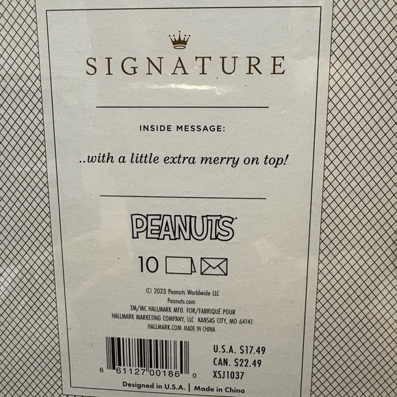 Signature Hallmark Peanuts Christmas Cards
Box of 10 - Picture 3 of 5